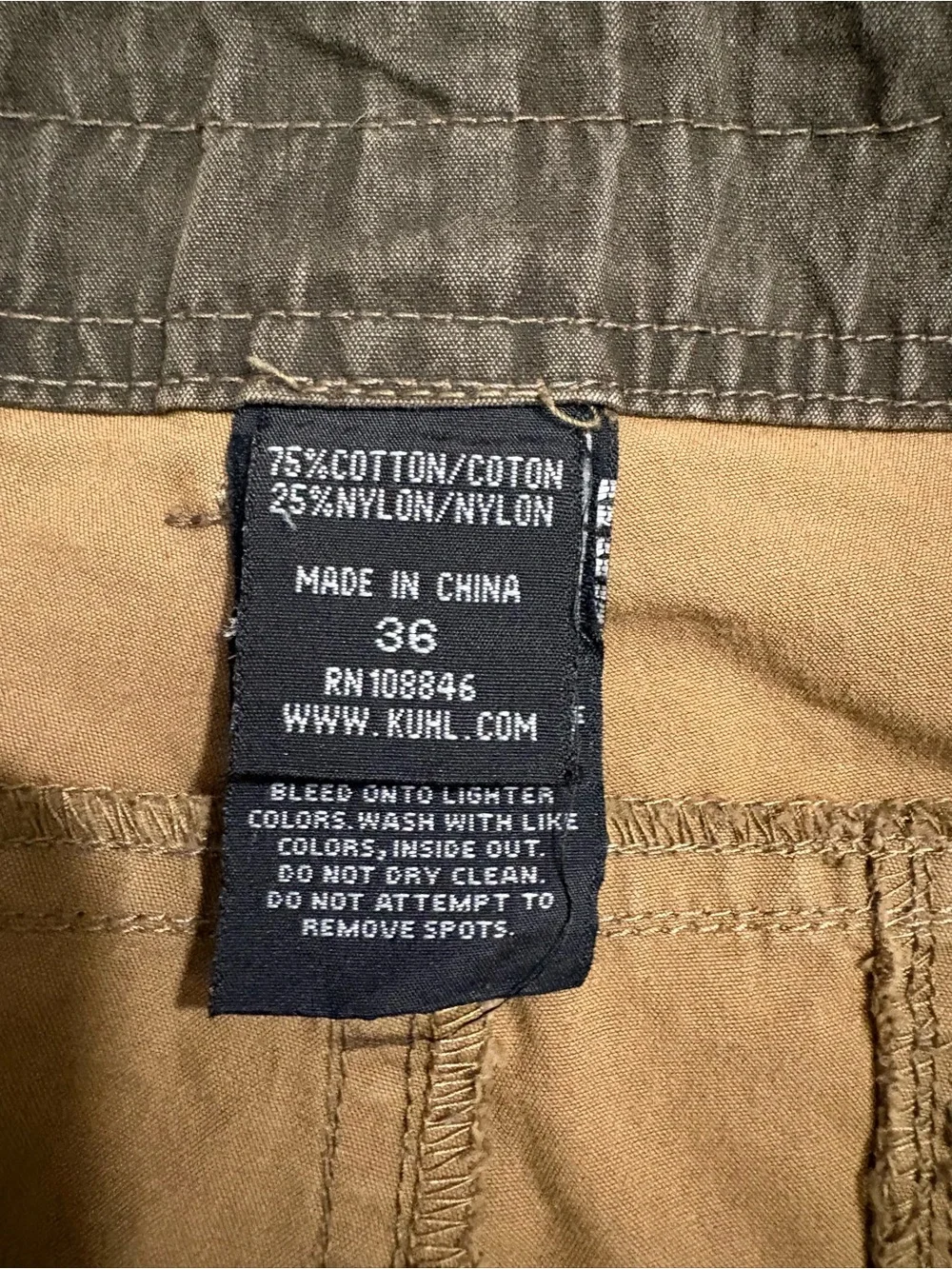 Kuhl Shorts Mens 36 Ambush Cargo Lightweight Hiking Vintage Patina Dye Green*
